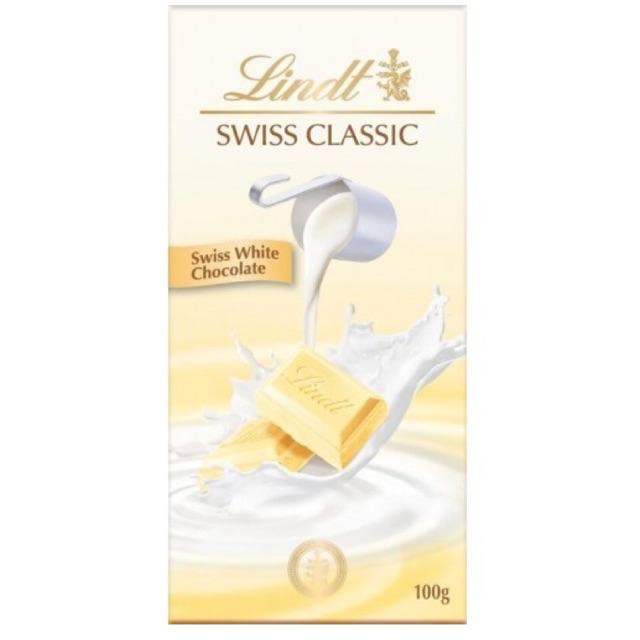 lindt-swiss-classic-white-chocolate-ไวท์ช็อค-100g-ลินด์-สวิส-คลาสสิค-สีขาว-ช็อคโกแลต-100กรัม