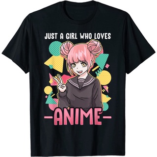 เสื้อยืดผู้ชายและผู้หญิง Anime Shirts For Girls Women Just A Girl Who Loves Anime T-Shirt Short sleeve T-shirts