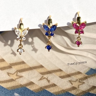 finely.yours 925 Stering Silver Jewelry|ต่างหูเงินแท้ 92.5% ประดับพลอยรูปผีเสื้อ ห้อยพลอยกลม // Cutie Butterfly Earrings