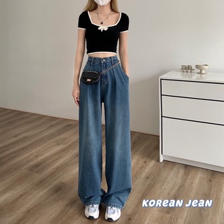 สินค้า Korean ❤️ กางเกงยีนส์ ✨ สายฝอ✨  ทรงขากระบอกพองพับ ขายาว 40 นิ้ว ยีนส์Straight  牛仔  / C82