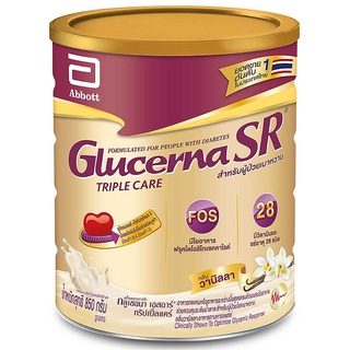 สินค้า Glucerna SR กลูเซอนา เอสอาร์ วานิลลา 850 กรัม 1 กระป๋อง Glucerna SR Vanilla สำหรับผู้ป่วยเบาหวาน ผลิต3/2021หมดอายุ3/2023
