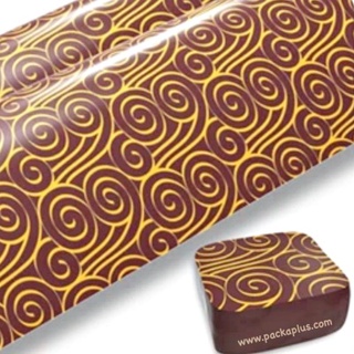 แผ่นลอกลายช็อคโกแลต Chocolate Transfer Sheet ลาย Swirls เส้นสีเหลือง สวยมากๆ!!