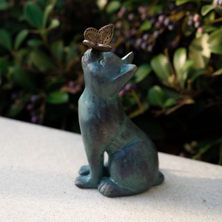Estatuas รูปปั้นเรซิ่น รูปแมว ผีเสื้อ สีฟ้า ทนฝน และแดด ทนทาน สําหรับตกแต่งสวน สนามหญ้า