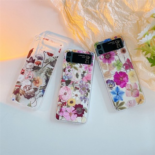 เคสโทรศัพท์มือถือแบบใส กันกระแทก ลายดอกไม้ สําหรับ Samsung Galaxy Z Flip 4 Z Flip 3 5G Z Flip 4 Zflip3 Z Flip4 Z Flip 3