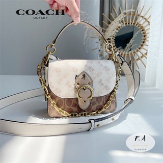 【พร้อมส่ง 】F.A ว่าแท้100% COACH  Beat Shoulder Bag 18 With Horse And Carriage print กระเป๋าสะพายข้างผู้หญิง C3839