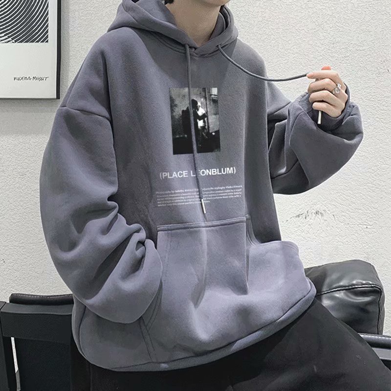 ภาพสินค้าเสื้อกันหนาว มีฮู้ด สไตล์เกาหลี สําหรับผู้ชาย 5 สี long sleeve hoodie จากร้าน yichen98715.th บน Shopee ภาพที่ 8