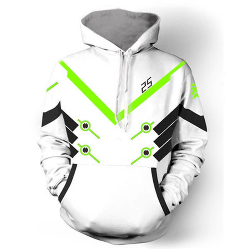 New 3D Unisex Overwatch Genji พิมพ์ Hoody แฟชั่นเสื้อสวมหัว