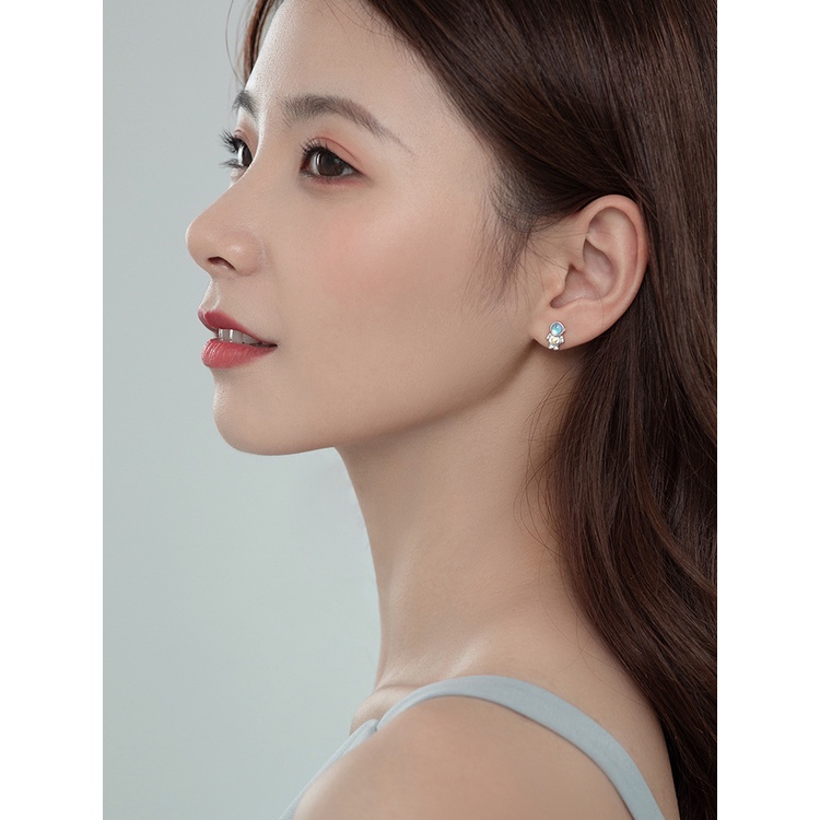 ต่างหูเงินสเตอร์ลิง-s925-รูปนักบินอวกาศ-ดาว-เรียบง่าย-เครื่องประดับแฟชั่นสตรี-นักเรียน-ของขวัญ