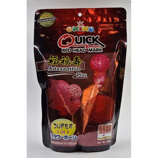 อาหารปลาหมอสี OKIKO Quick Red Head Mark 500 g. size M x 1 ถุง เร่งมุก เร่งสี เร่งโหนก