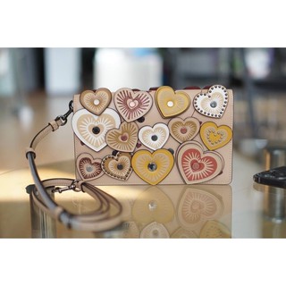 (ผ่อน0%) กระเป๋าสะพายข้าง Coach งาน Shop   Hayden Foldover Crossbody Clutch With Hearts 31757 สีเบจ Beechwood หัวใจ