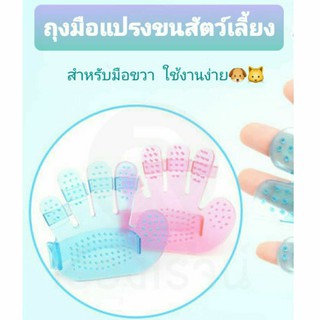 SALE ถุงมือแปรงขน เก็บขน อาบน้ำ หรือนวดสัตว์เลี้ยง