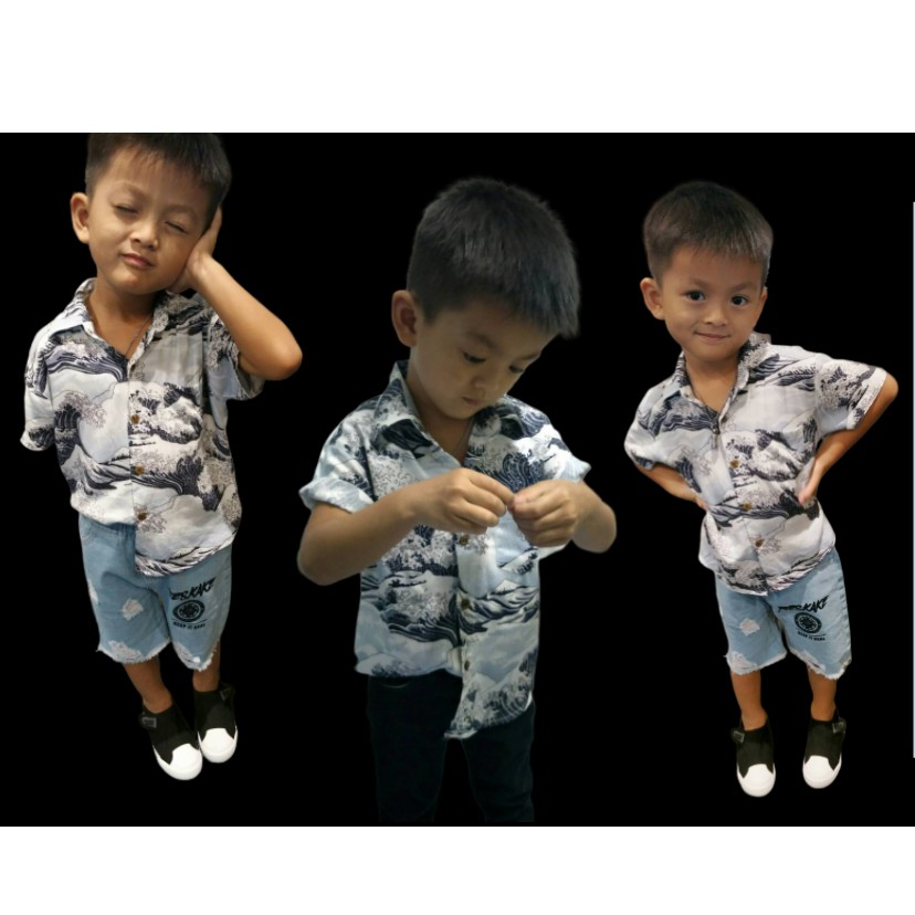 เสื้อเชิ้ตเด็ก-เสื้อฮาวายเด็ก-ลายคลื่น-hokkaido-hawaiian-shirts-baby