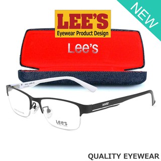 Lees แว่นตา รุ่น 50630 C-20 สีดำตัดขาว กรอบเซาะร่อง ขาสปริง วัสดุ สแตนเลส สตีล (สำหรับตัดเลนส์) กรอบแว่นตา Eyeglasses