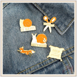 ★ Vsco: Orange Vibes - เข็มกลัดหอยทาก การ์ตูนสุนัขจิ้งจอก สีส้ม ★ 1 ชิ้น ไม่ต้องรีบร้อน Be Happy แฟชั่น Doodle เคลือบ Pins กระเป๋าเป้สะพายหลัง กระดุม เข็มกลัด