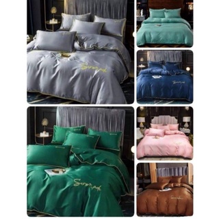 (6สี)#สินค้าขายดี #ชุดผ้านวมเนื้อซาติน  #ชุดเครื่องนอนผ้าซาติน รวมหกชิ้น ขนาด 3.5 /5 /6 ฟุต #ผ้าปูพร้อมผ้านวมเนื้อซาติน