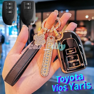 ปลอกกุญแจรถยนต์ TPU โครเมี่ยม สําหรับ Toyota Vios 2014-2022 &amp; Yaris 2019-2022