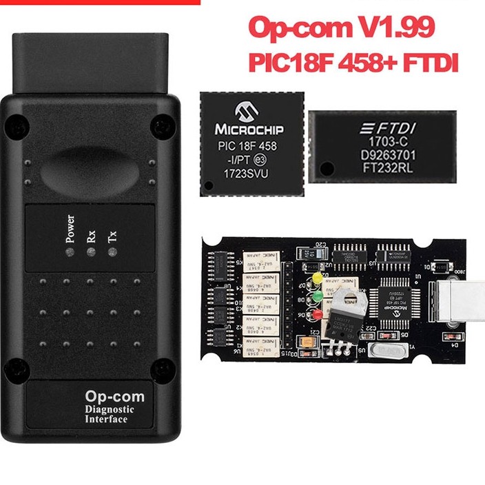Op Com V1.99 พร้อม PIC18F458 FTDI Op Com OBD2 สำหรับ Opel OPCOM CAN BUS ...