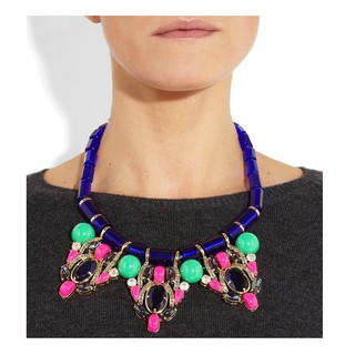 J.CREW CRYSTAL &amp; BEAD NECKLACE สร้อยคอ เเต่งหินสีคัลเลอร์ฟลู ดีไซต์งานเเบรนด์