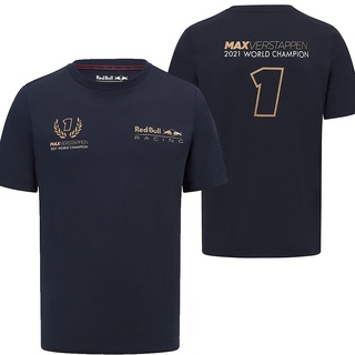 เสื้อยืด ผ้าฝ้าย พิมพ์ลาย Red Bull Racing Max Verstappen Tribute สีกรมท่า สําหรับผู้ชาย
