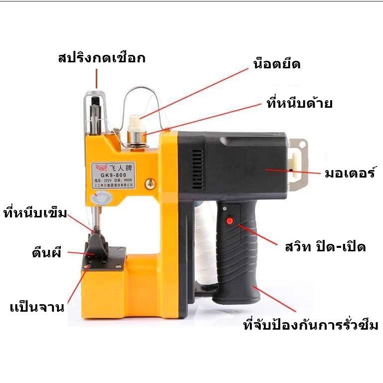 เครื่องเย็บกระสอบ-จักรเย็บกระสอบ-เย็บถุง-รุ่น-gk-88-เเถมอุปกรณ์อะไหล่