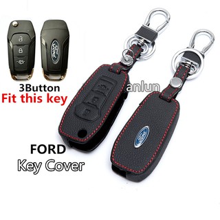 【Ready stock】ปลอกกุญแจรถยนต์หนังวัวแท้ 3 ปุ่มสําหรับ ford everest Ranger 3Button