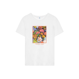 เสื้อยืดสีขาวAIIZ (เอ ทู แซด) - เสื้อยืดคอกลม พิมพ์ลาย Womens Joyful Flowers Graphic T-Shirts