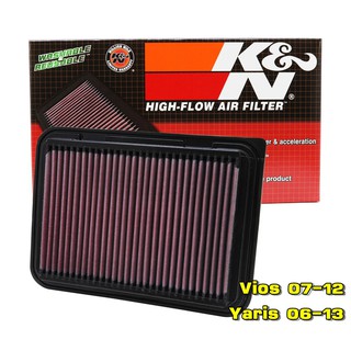 K&N กรองอากาศ TOYOTA YARIS VIOS YARIS ATIV กรองเครื่องยนต์ ใส้กรองอากาศ High-Flow Air Filter แท้ Made in USA