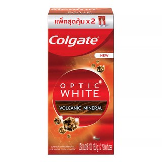 Colgate ยาสีฟันคอลเกต อ๊อฟติค ไวท์ โวลคานิคมิเนอรัล ช่วยขจัดคราบบนผิวฟันได้ดียิ่งขึ้น ขนาด 100 กรัม แพ็คคู่