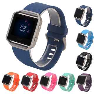 สายนาฬิกาซิลิโคน ลายเฉียง พร้อมหัวเข็มขัดโลหะ สำหรับนาฬิกา Fitbit Blaze