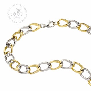 555jewelry สร้อยคอโซ่แฟชั่น สำหรับผู้หญิง ลายโซ่สลับสี รุ่น MNC-C123 - สร้อยสแตนเลส สร้อยคอผู้หญิง (CH14)