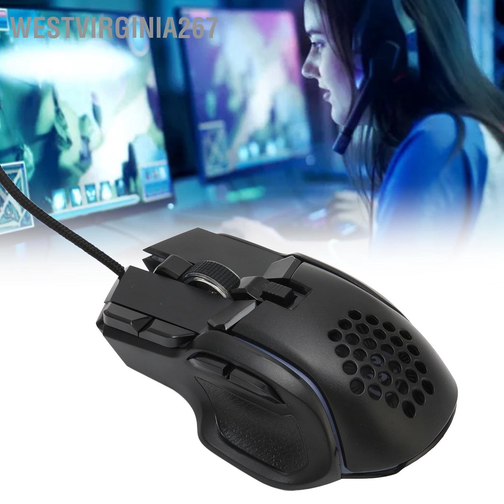 RGB Gaming Mouse 12800 DPI Optical Wired with 10 Programmable Buttons ...