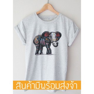 2Gy2 /ช้าง กราฟฟิค เสื้อยืดผู้ชาย T-shirt! เสื้อยืดคอกลมผ้าฝ้าย