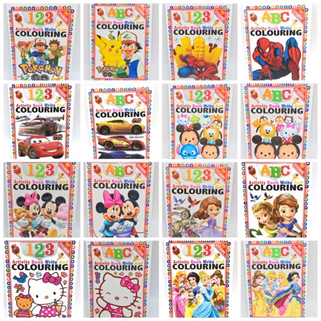 สมุดระบายสี 123&ABC ลายการ์ตูน พร้อมสติกเกอร์ หลากสีสัน สําหรับเด็ก ...