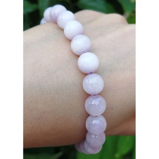 กำไลหินนำโชคคุนไซต์  (Kunzite) ขนาด 9.5 มิล ขนาด18เซนติเมตร