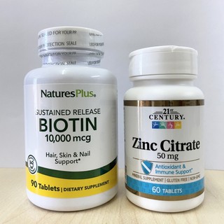 ภาพขนาดย่อของภาพหน้าปกสินค้าแพ็คคู่ถูกกว่า  ไบโอติน Nature's Plus Biotin 10 mg / 10,000 mcg (90 Tablets) + ซิงค์ 21st Century Zinc 50 mg (60Tablet) จากร้าน newwisdomgroup บน Shopee ภาพที่ 3