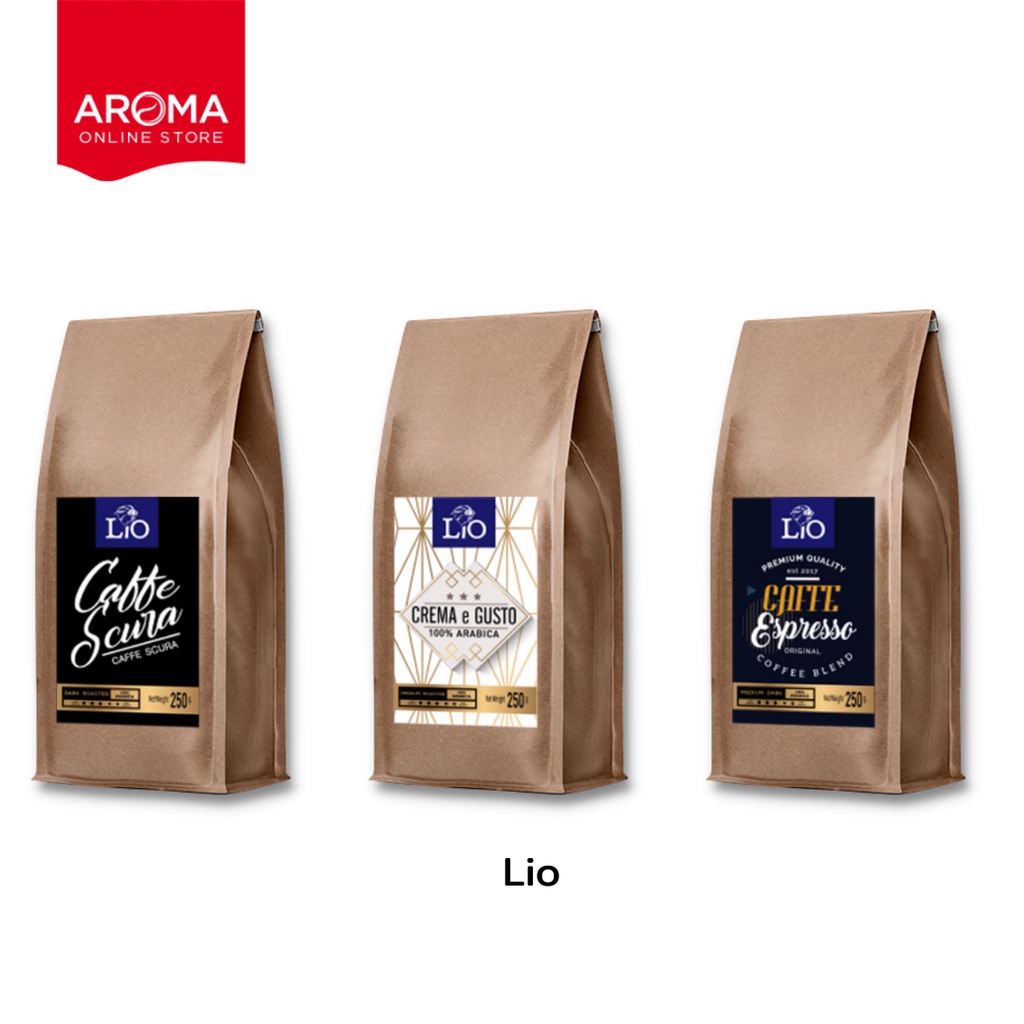 aroma-coffee-เมล็ดกาแฟคั่ว-lio-ชนิดเม็ด-250-กรัม-ซอง