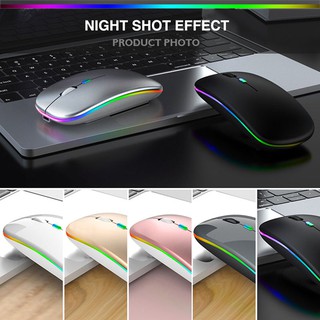 RGB Wireless Mouse Rechargeable 2.4Ghz เม้าส์ไร้สายมีแบตเตอรี่ในตัว ชาร์จไฟได้ พร้อมไฟ LED มี7สี