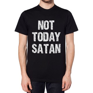 เสื้อยืด พิมพ์ลาย Not Today Satan Crucifix Religeon Cross สําหรับผู้ชาย