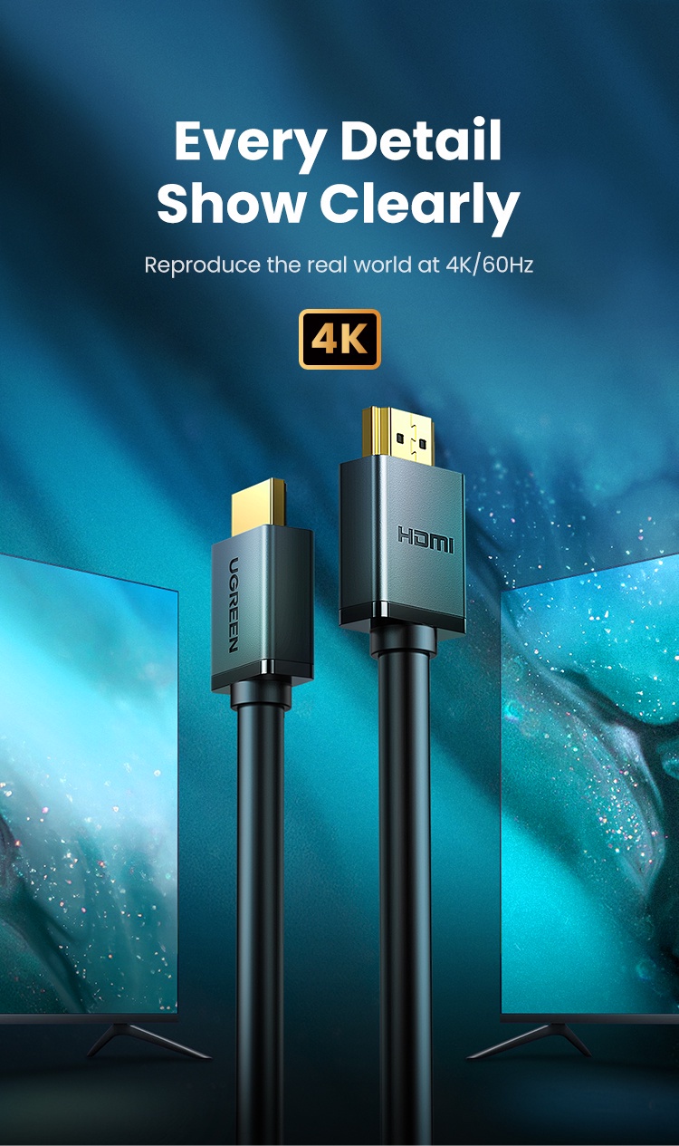 เกี่ยวกับ UGREEN อะแดปเตอร์สาย HDMI 4K/60Hz HDMI 2.0 สำหรับ PC TV Xiaomi Mi Box PS4