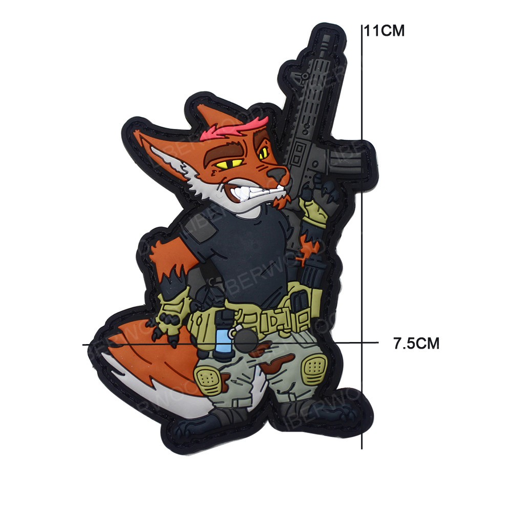 clothing-backpack-vest-accessories-fox-pvc-rubber-tactical-patch-jacket-clothes-applique-badge-biker-patch-with-hook-back