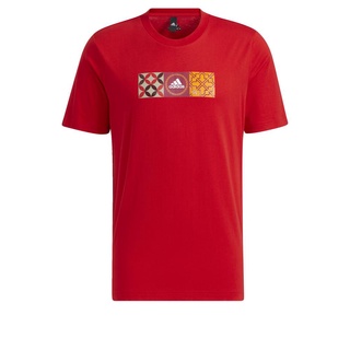 แฟชั่นยูนิเซ็กซ์●adidas CNY Graphic Infill Tee ผู้ชาย สีแดง HI3292