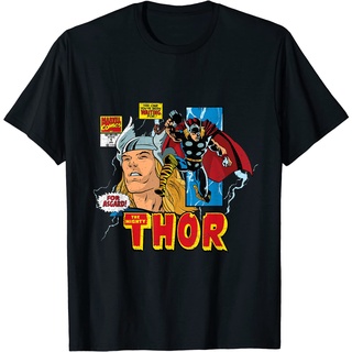 เสื้อยืดผ้าฝ้ายพิมพ์ลายคลาสสิก เสื้อยืดแขนสั้น พิมพ์ลายการ์ตูน Marvel Mighty Thor สไตล์เรโทร แฟชั่นสําหรับผู้ชาย และผู้ห