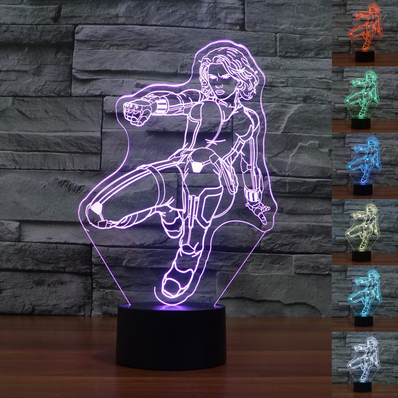 Marvel Super Hero Night Light 7 สีไล่ระดับสี Black Widow USB LED โคมไฟ ...