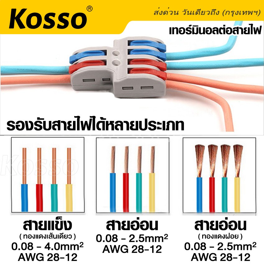 kosso-5ชิ้น-ข้อต่อสายไฟ-ขั้วต่อสายไฟ-เต๋าต่อสาย-ตัวเชื่อมต่อสายไฟ-connector-มาตรฐานโรงงาน-1a-sa