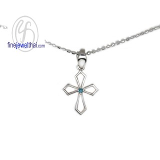 Finejewelthai จี้โทพาซ-จี้เงินแท้-จี้ไม้กางเขน-Topaz-Pendant-Silver-P1120tp