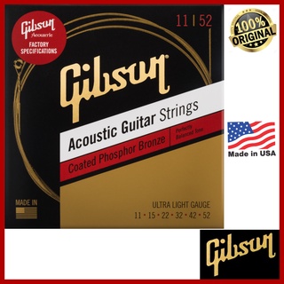 ภาพหน้าปกสินค้าGIBSON® สายกีต้าร์โปร่งชุด รุ่นพิเศษ เคลือบสารกันสนิม  Ver.2.0 ของแท้ 100 % เบอร์ 11-52 และ 12-53 Coated Phosphor Bronze ซึ่งคุณอาจชอบสินค้านี้