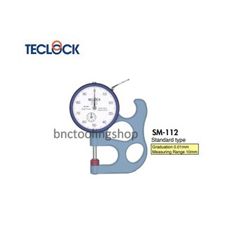 ไดอัลเกจวัดความหนาขนาด 10มิล ความละเอียด 0.01มิล,Dial Thickness Gauge Range 10mm Graduation 0.01mm,TECLOCK,SM-112