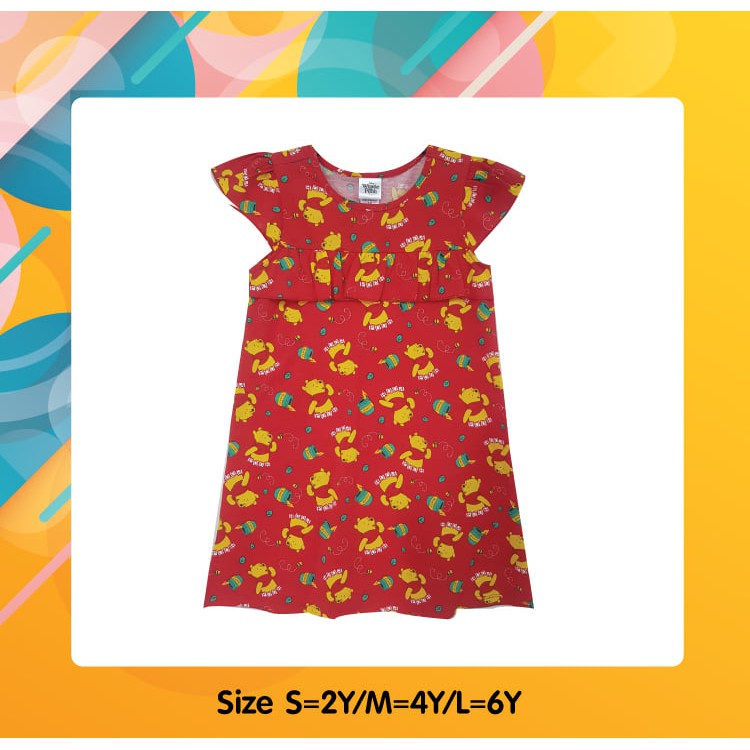 เสื้อผ้าเด็กลิขสิทธิ์แท้พร้อมส่ง-เด็กผู้หญิง-winnie-the-pooh-ชุด-dress-dws127-106a