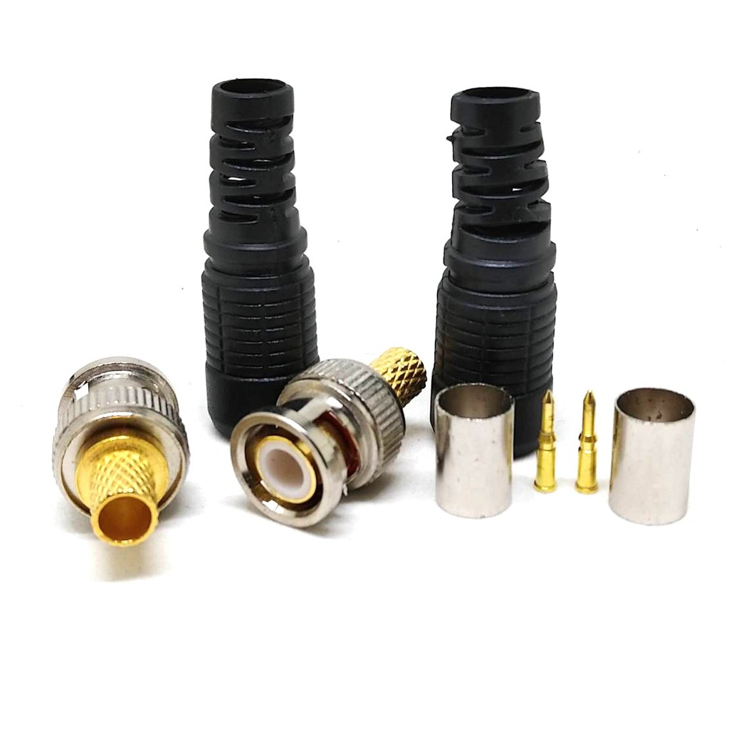 hiview-หัว-bnc-แบบบีบ-rg6-bnc-male-to-crimp-connector-rg6-สำหรับงานติดตั้ง-กล้องวงจรปิด-dvr-จานดาวเทียม-คุณภาพสูง