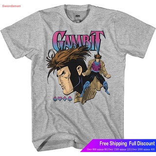 ผ้าฝ้าย 100%เสื้อยืดแขนสั้น Marvel Mens Comics Group Shirt - X-Men Gambit Mens Tee - Throwback Clic T-Shirt Sports T-shi